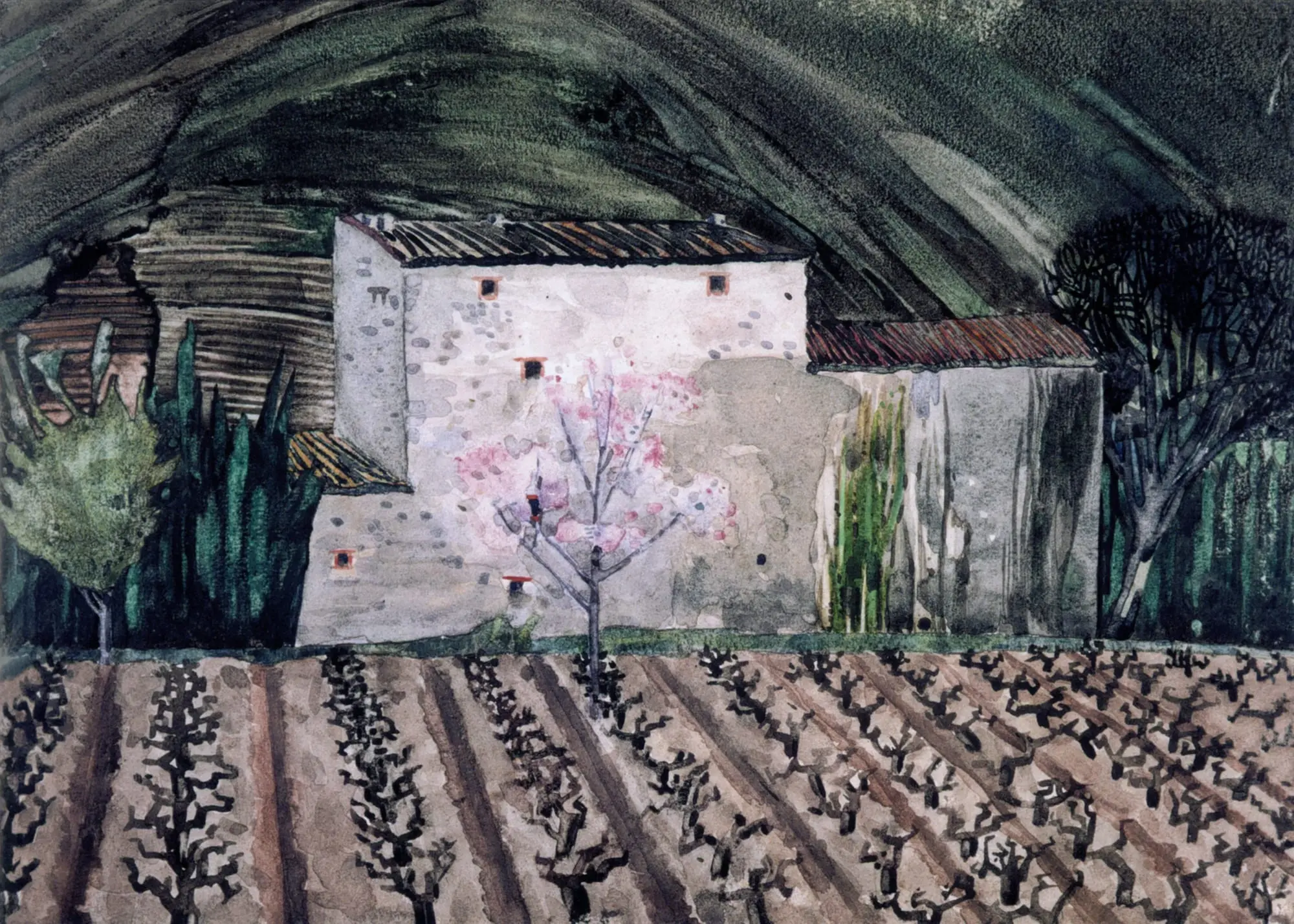 A Spanish Farm, 2023, Watercolour on paper