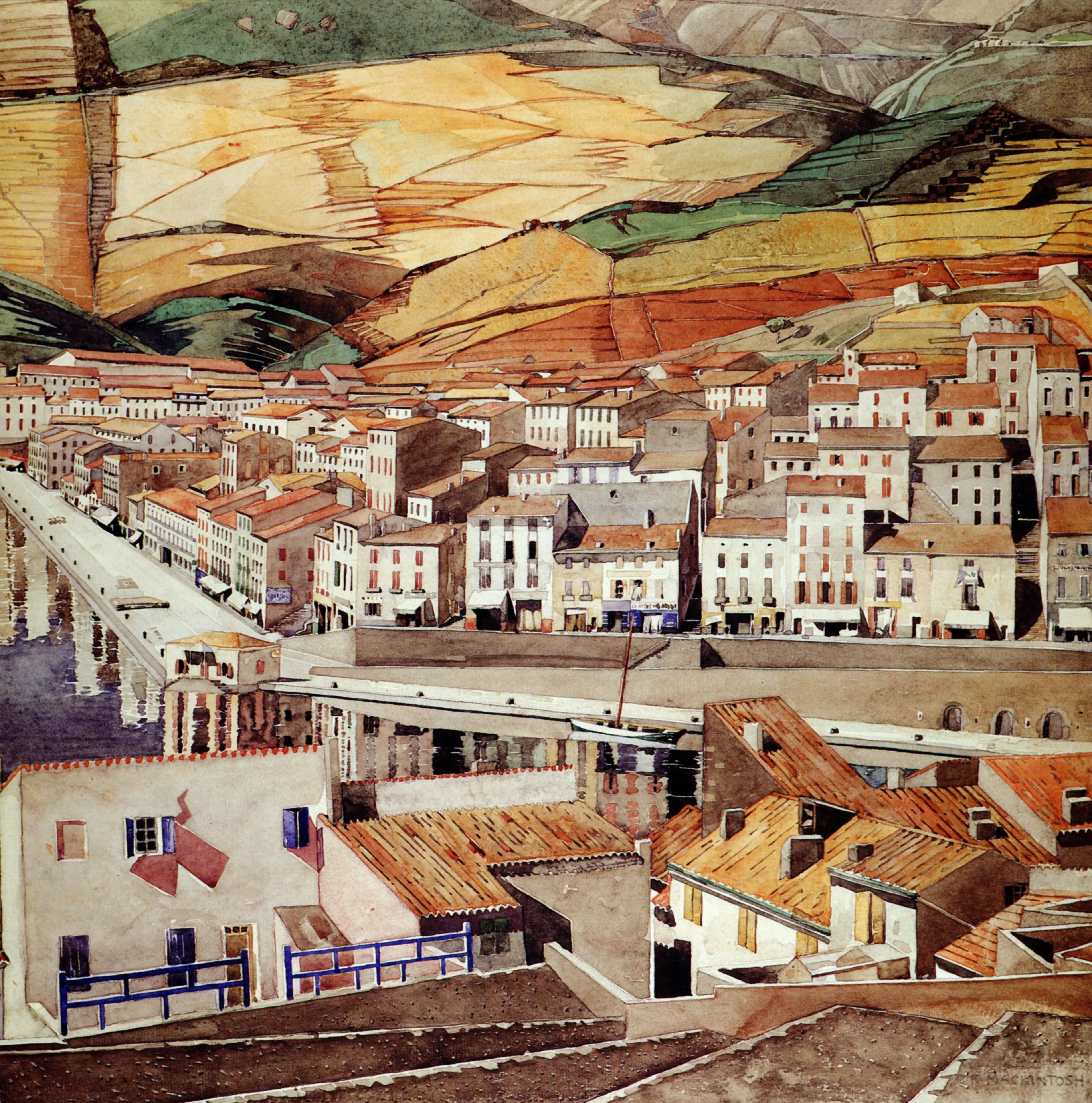 Port Vendres La Ville, 2023 — Ink and watercolour on paper