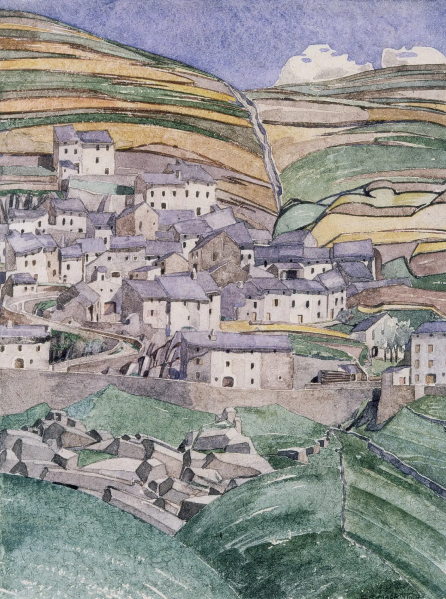 Slate Roofs, 2023, Watercolour and gouache on paper