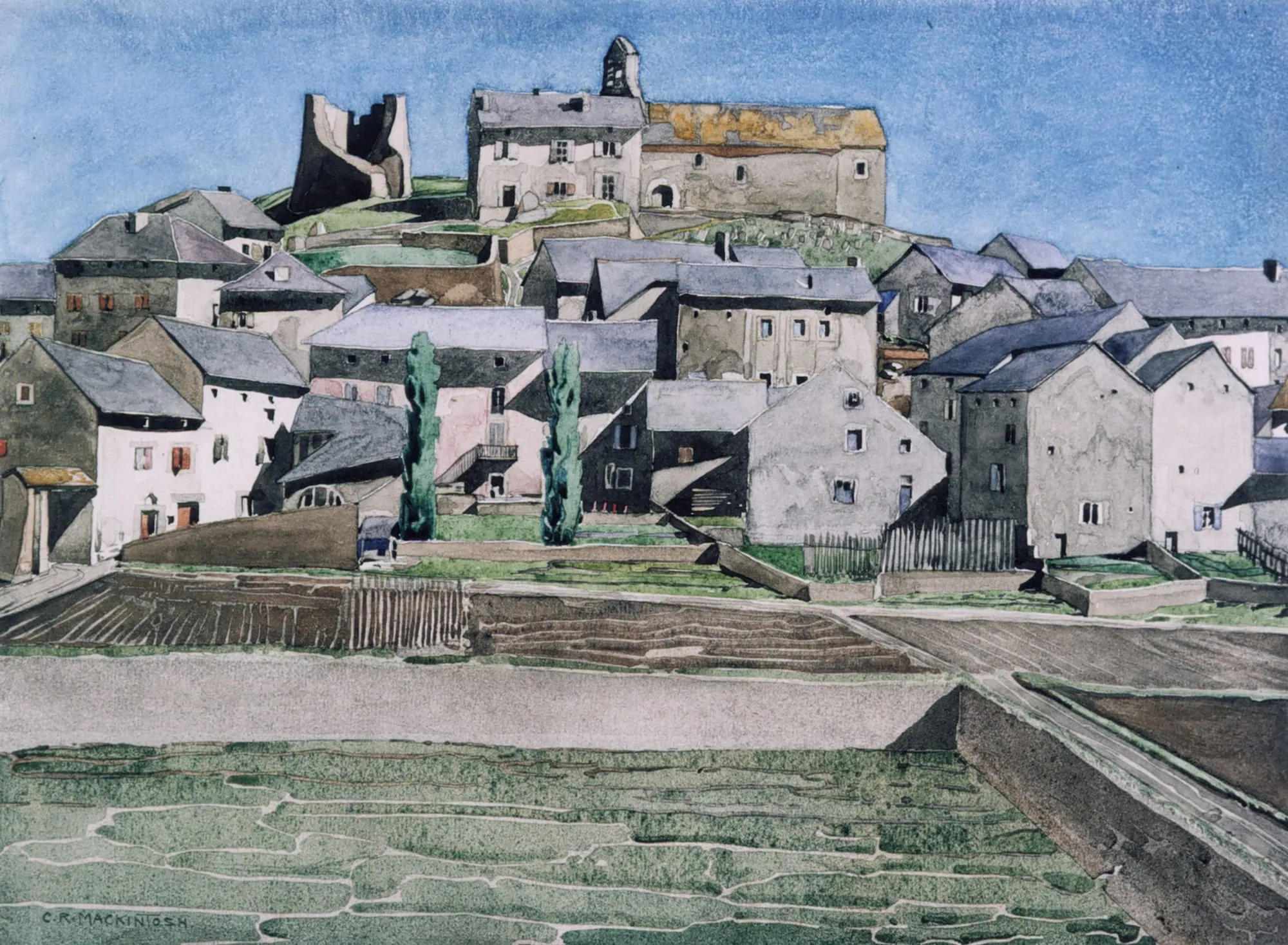 The Church of la Llagonne, 2023, Watercolour on paper