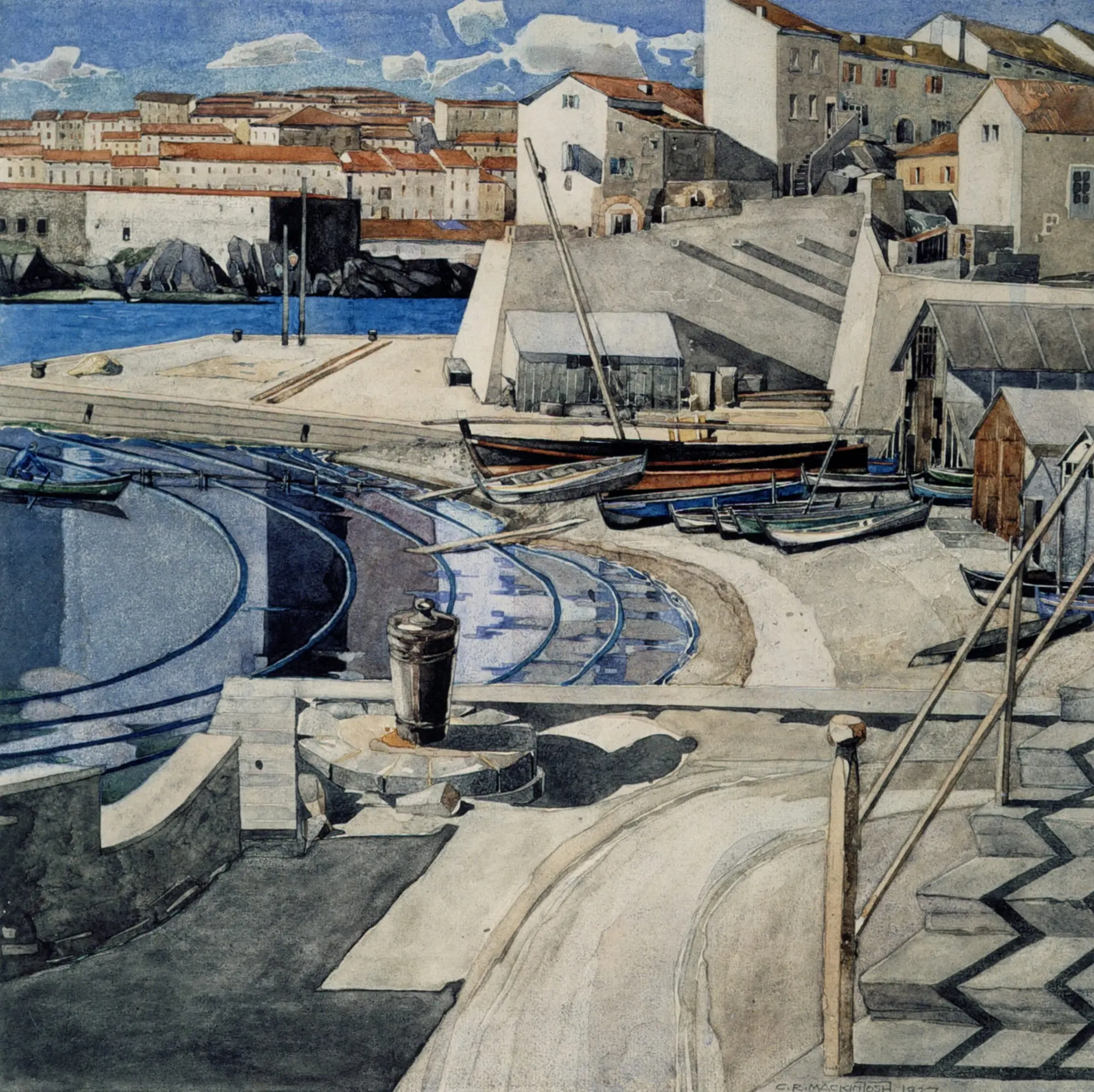 The Little Bay Port Vendres, 2025, Watercolour and gouache on paper